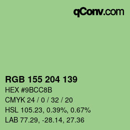 Farbcode: RGB 155 204 139 | qconv.com