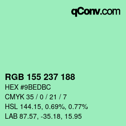 Farbcode: RGB 155 237 188 | qconv.com