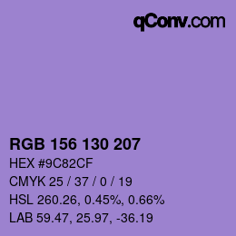 Código de color: RGB 156 130 207 | qconv.com