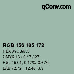 Color code: RGB 156 185 172 | qconv.com