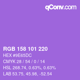 Code couleur: RGB 158 101 220 | qconv.com