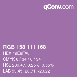 Código de color: RGB 158 111 168 | qconv.com