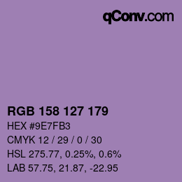 Código de color: RGB 158 127 179 | qconv.com