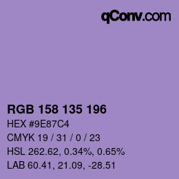 Código de color: RGB 158 135 196 | qconv.com