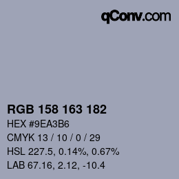 Código de color: RGB 158 163 182 | qconv.com