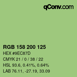 Code couleur: RGB 158 200 125 | qconv.com