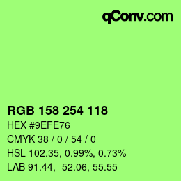 Código de color: RGB 158 254 118 | qconv.com