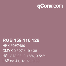 Código de color: RGB 159 116 128 | qconv.com