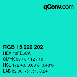 Farbcode: RGB 15 229 202 | qconv.com