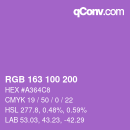 Color code: RGB 163 100 200 | qconv.com