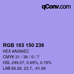 Color code: RGB 163 150 236 | qconv.com