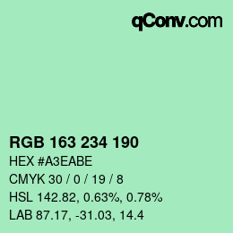 Farbcode: RGB 163 234 190 | qconv.com