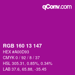 Código de color: RGB 160 13 147 | qconv.com