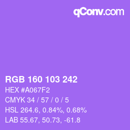 カラーコード: RGB 160 103 242 | qconv.com