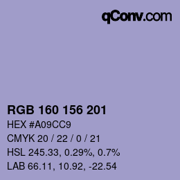 Farbcode: RGB 160 156 201 | qconv.com