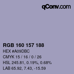 Color code: RGB 160 157 188 | qconv.com