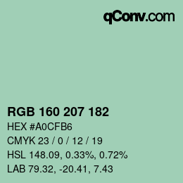 Código de color: RGB 160 207 182 | qconv.com