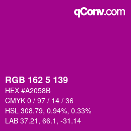 Color code: RGB 162 5 139 | qconv.com