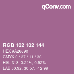 Código de color: RGB 162 102 144 | qconv.com