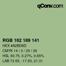 Código de color: RGB 162 189 141 | qconv.com