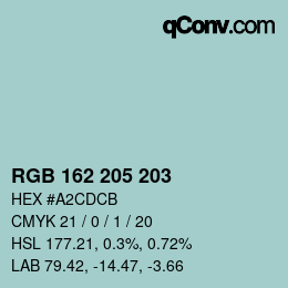 Color code: RGB 162 205 203 | qconv.com