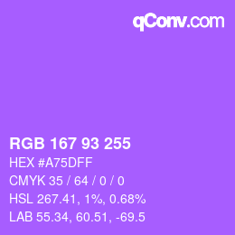 Farbcode: RGB 167 93 255 | qconv.com