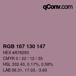 Color code: RGB 167 130 147 | qconv.com