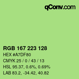 Farbcode: RGB 167 223 128 | qconv.com