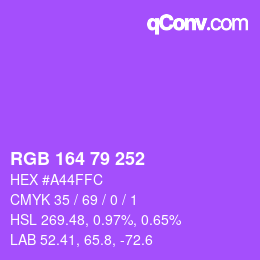 Color code: RGB 164 79 252 | qconv.com