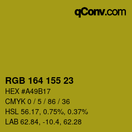 Color code: RGB 164 155 23 | qconv.com