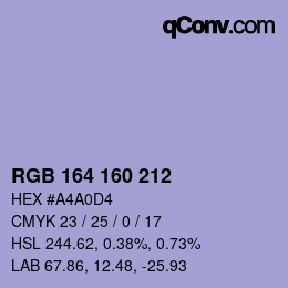 Color code: RGB 164 160 212 | qconv.com