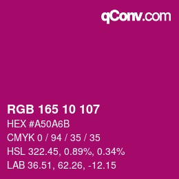 Color code: RGB 165 10 107 | qconv.com