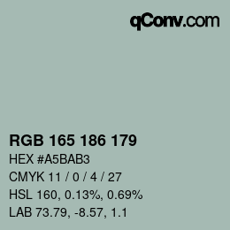 Color code: RGB 165 186 179 | qconv.com