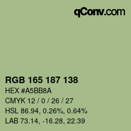 Código de color: RGB 165 187 138 | qconv.com