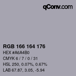 Color code: RGB 166 164 176 | qconv.com