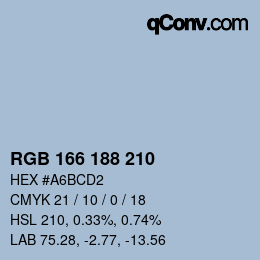 Color code: RGB 166 188 210 | qconv.com