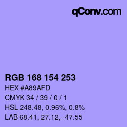 Código de color: RGB 168 154 253 | qconv.com