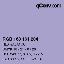 Farbcode: RGB 168 161 204 | qconv.com