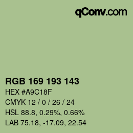 Color code: RGB 169 193 143 | qconv.com