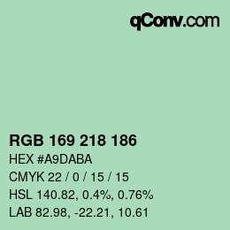 Color code: RGB 169 218 186 | qconv.com