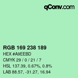 Farbcode: RGB 169 238 189 | qconv.com