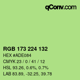 Color code: RGB 173 224 132 | qconv.com