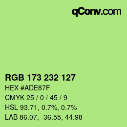 Código de color: RGB 173 232 127 | qconv.com