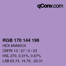 Color code: RGB 170 144 196 | qconv.com