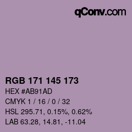 Color code: RGB 171 145 173 | qconv.com