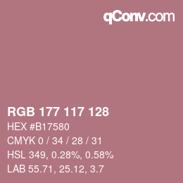 Color code: RGB 177 117 128 | qconv.com