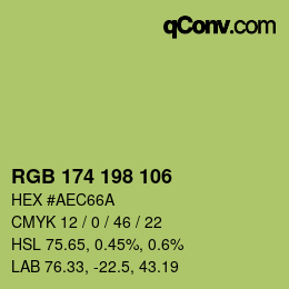 Color code: RGB 174 198 106 | qconv.com