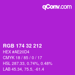 Color code: RGB 174 32 212 | qconv.com