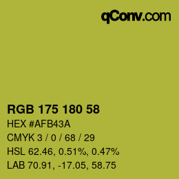 Color code: RGB 175 180 58 | qconv.com