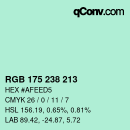 Farbcode: RGB 175 238 213 | qconv.com